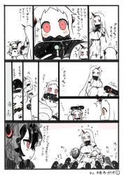Rule 34 | &gt; &lt;, 10s, 3girls, ^^^, abyssal ship, bare shoulders, black hair, breasts, claws, comic, crying, closed eyes, gothic lolita, headpat, heart, horns, hug, i-class destroyer, isolated island oni, kantai collection, kuchiku i-kyuu, large breasts, lolita fashion, mittens, multiple girls, northern ocean princess, pale skin, red eyes, seaport princess, single horn, sparkle, streaming tears, sweat, tears, translation request, white hair, yuzuki gao