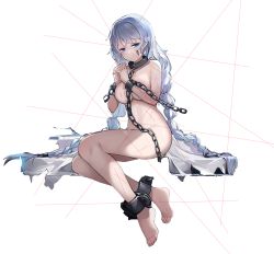 Rule 34 | 1girl, avrora (azur lane), avrora (shackled saule) (azur lane), azur lane, bad id, bad pixiv id, blue eyes, blue hair, breasts, cuffs, cuts, highres, injury, light blue hair, long hair, looking at viewer, northen parliament, shackles, simple background, solo, tattoo, very long hair, zihan313