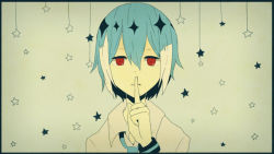 Rule 34 | 1boy, blue hair, framed, gradient background, looking at viewer, male focus, matsudappoiyo, multicolored hair, necktie, parted lips, red eyes, shirt, solo, star (symbol), suuziman, tears, upper body, utau, white hair, white shirt