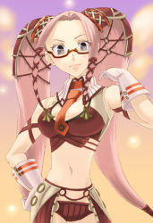 Rule 34 | .hack//, .hack//g.u., 00s, 1girl, bandai, brown eyes, cyber connect 2, glasses, long hair, pi (.hack//), pink hair, revealing clothes, solo, twintails, very long hair