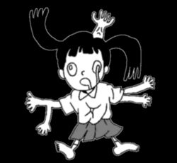 Rule 34 | black hair, extra arms, lowres, monochrome, monoko, multiple hands, no shoes, screencap, twintails, yume nikki