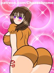 Rule 34 | 1girl, ass, back, blush, breasts, brown hair, chaoschrome, diane (nanatsu no taizai), from behind, highres, huge ass, leotard, long hair, looking at viewer, looking back, nanatsu no taizai, purple eyes, smile, solo, tattoo, twintails