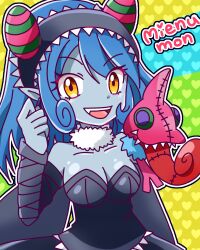 appmon chameleon digimon digimon_universe:_appli_monsters dress highres long_hair mienumon nail_polish one_eye_covered puppet tiara