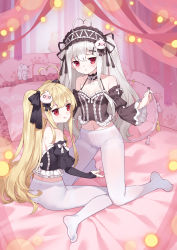 Rule 34 | &gt; &lt;, 2girls, :q, absurdres, ahoge, ass, bare shoulders, black bow, black ribbon, black shirt, black sleeves, blonde hair, blouse, blush, bow, breasts, cameltoe, chinese commentary, closed mouth, collarbone, detached sleeves, feet, frilled pillow, frilled sleeves, frills, hair between eyes, hair bow, hair ornament, hair ribbon, hairband, hairclip, heart, heart ahoge, highres, incest, kneeling, lolita hairband, long hair, long sleeves, medium breasts, multiple girls, navel, nose blush, original, pantyhose, parted lips, pillow, pussy, pussy juice, pussy juice trail, red eyes, ribbon, shirt, siblings, silver hair, sisters, sitting, smile, sweat, thighhighs, tokisaki asaba (niliu chahui), tokisaki mio (niliu chahui), tongue, tongue out, tsubasa tsubasa, tsubasa tsubasa (style), two side up, very long hair, wariza, white bow, white legwear, wide sleeves, x hair ornament, yuri