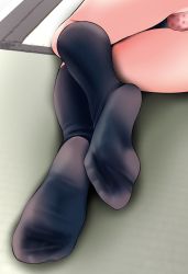 Rule 34 | 1girl, ass, bad id, bad twitter id, cameltoe, close-up, commentary request, feet, feet only, floral print, head out of frame, kneehighs, legs, lying, no shoes, on side, oouso, original, panties, socks, soles, solo, thigh gap, thighs, underwear