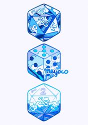Rule 34 | artist name, cube, dice, icosahedron, meyoco, no humans, original, simple background, wave print, waves, white background
