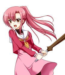 Rule 34 | 1girl, female focus, hayate no gotoku!, highres, katsura hinagiku, long hair, pink hair, school uniform, simple background, solo, white background