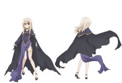 Rule 34 | 1girl, character sheet, cosplay, fate/kaleid liner prisma illya, fate (series), highres, illyasviel von einzbern, medea (fate), medea (fate) (cosplay), multiple views, official art, simple background, turnaround, white background