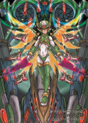 Rule 34 | 1boy, android, bodysuit, boots, dual wielding, energy blade, energy sword, energy wings, green eyes, sage harpuia (mega man), helmet, holding, holding weapon, ju-i, male focus, mechanical wings, mega man (series), mega man zero (series), mega man zero 2, solo, sword, thigh boots, thighhighs, transformation, weapon, wings