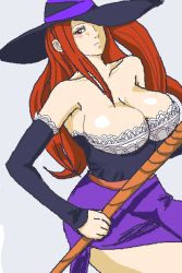 Rule 34 | artist request, breasts, cleavage, dragon&#039;s crown, hat, huge breasts, sorceress (dragon&#039;s crown), staff, vanillaware, weapon
