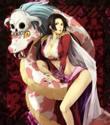 Rule 34 | boa hancock, breasts, cleavage, highres, jpeg artifacts, large breasts, midriff, one piece, resized, salome (one piece), skull, snake