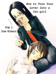 Rule 34 | book, brown hair, glasses, hard-translated, lap pillow, marker, sleeping, third-party edit, translated