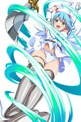 Rule 34 | 1girl, absurdres, angel wings, arm up, armor, artist request, asymmetrical gloves, asymmetrical wings, blue hair, bow, bow panties, breasts, company connection, elbow gloves, full body, gloves, greaves, green eyes, hair bobbles, hair ornament, highres, looking at viewer, nanael (queen&#039;s blade), nanael (queen&#039;s blade unlimited), official art, open mouth, panties, polka dot, polka dot panties, queen&#039;s blade, queen&#039;s blade unlimited, queen&#039;s blade white triangle, short hair, simple background, solo, thigh strap, thighs, underwear, uneven gloves, white background, white gloves, white wings, winged footwear, wings
