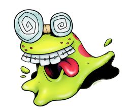 Rule 34 | digimon, glasses, numemon, original, simple background, slime, tongue, tongue out, white background