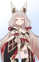 Rule 34 | animal ears, breasts, cat ears, cat girl, closed eyes, gem, happy, jewelry, leotard, nia (blade) (xenoblade), nia (xenoblade), paskmel, silver hair, small breasts, solo, spoilers, twintails, xenoblade chronicles (series), xenoblade chronicles 2