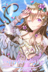 Rule 34 | 1girl, angel&#039;s lullaby (love live!), angel wings, arm garter, artist name, artist request, bare legs, bare shoulders, blush, bow, bracelet, breasts, brown hair, bug, butterfly, butterfly on hand, cloud hair ornament, collarbone, criss-cross halter, double bun, dress, female focus, floating hair, flower, hair between eyes, hair bun, hair flower, hair ornament, hair rings, halterneck, highres, insect, jewelry, konoe kanata, leaf hair ornament, long hair, looking at viewer, love live!, love live! nijigasaki high school idol club, love live! school idol festival, love live! school idol festival all stars, miniskirt, nail, nail polish, ocean, parted lips, pink nails, plaid, plaid dress, plaid skirt, pleated, pleated dress, pleated skirt, purple bow, purple dress, purple eyes, purple skirt, skirt, small breasts, smile, solo, tiara, white wings, wing hair ornament, wings