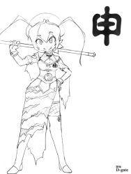 Rule 34 | 1girl, 2016, animal print, camel (dansen), circle name, daisei-kun, dated, female focus, hat, monochrome, original, smile, solo, standing, tiger print, yin yang