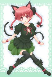Rule 34 | 1girl, :p, animal ears, black thighhighs, boots, braid, breasts, cat ears, cat girl, cat tail, extra ears, female focus, kaenbyou rin, large breasts, nagana sayui, pointy ears, red eyes, red hair, solo, tail, thighhighs, tongue, tongue out, touhou, twin braids, twintails, zettai ryouiki