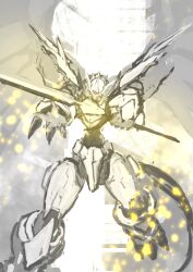 Rule 34 | absurdres, armor, digimon, digimon (creature), flying, highres, imperialdramon, imperialdramon paladin mode, solo, sword, tail, weapon, wings