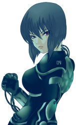 Rule 34 | 1girl, black hair, breasts, cable, ghost in the shell, kusanagi motoko, large breasts, purple eyes, science fiction, short hair, solo, wire