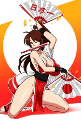 Rule 34 | 1girl, absurdres, breasts, cleavage, highres, large breasts, long hair, one eye closed, ponytail, shiranui mai, snk, the king of fighters