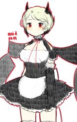 Rule 34 | 10s, 1girl, alternate costume, horns, kwysten, mahou shoujo ikusei keikaku, mahou shoujo ikusei keikaku limited, maid, maou pam, red eyes, short hair, solo