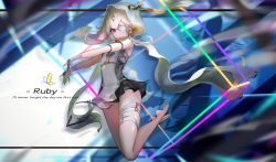 Rule 34 | 1girl, bandaged hand, bandages, barefoot, blurry, blurry background, dress, english text, eyepatch, highres, hood, long hair, looking at viewer, one eye covered, rabbit tail, red eyes, see-through, sleeveless, solo, tail, tower of fantasy, wangchuan de quanyan, white hair