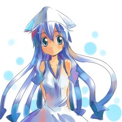 Rule 34 | blue eyes, blue hair, dress, hat, ikamusume, long hair, misoko, shinryaku! ikamusume, solo, tentacle hair