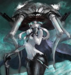 Rule 34 | 10s, 1girl, abyssal ship, aqua eyes, bodysuit, cape, kantai collection, nukotama, personification, silver hair, staff, wo-class aircraft carrier