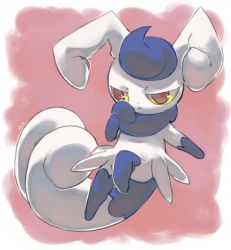 Rule 34 | brown eyes, commentary, creature, creatures (company), english commentary, full body, game freak, gen 6 pokemon, jumping, meowstic, meowstic (female), nintendo, no humans, pink background, pinkgermy, pokemon, pokemon (creature), simple background, solo