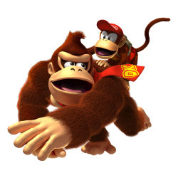 Rule 34 | 2boys, absurdres, all fours, diddy kong, donkey kong, fur, hat, highres, lying, male focus, monkey, multiple boys, necktie, nintendo, on back, open mouth, tail