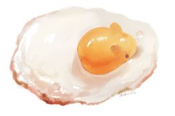 Rule 34 | animal, artist name, bad id, bad pixiv id, commentary request, egg (food), food, food focus, fried egg, hamster, manino (mofuritaionaka), no humans, original, signature, simple background, what, white background