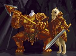 Rule 34 | armor, dark souls i, greater dog, lesser dog, parody, polearm, spear, sword, undertale, weapon