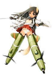 Rule 34 | 00s, 1girl, adapted uniform, aircraft, airplane, anabuki tomoko, animal ears, armor, black eyes, black hair, digital bs tuners, dog ears, dog tail, flat chest, flying, fox ears, holding, holding sword, holding weapon, japanese armor, japanese clothes, kote, kurokote, long hair, lowleg, lowleg panties, mecha musume, miko, nipples, no bra, nontraditional miko, one-piece tan, open clothes, open shirt, panties, pantyshot, personification, shimada fumikane, shirt, skindentation, solo, strike witches, striker unit, sword, tail, tan, tanline, torn clothes, underwear, weapon, white panties, wind, wind lift, world witches series