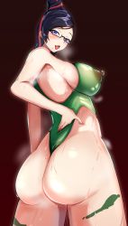 Rule 34 | 1girl, ass, bayonetta, bayonetta (series), bayonetta 1, bluevery king, breasts, cammy white, cammy white (cosplay), cosplay, glasses, highres, large breasts, street fighter