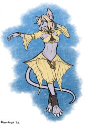 Rule 34 | 1girl, alternate costume, animal ears, blonde hair, blue eyes, blush, boots, bracelet, breasts, choker, claws, dancer, digitigrade, fewer digits, final fantasy, final fantasy ix, fingernails, freija crescent, full body, furry, furry female, gorget, hair down, hair over one eye, harem pants, highres, jewelry, medium breasts, mouse ears, mouse tail, nezuri knight, no headwear, nose blush, pants, ribbon, sharp fingernails, shrug (clothing), silver hair, snout, solo, solo focus, tail, tail ornament, tail ribbon, third-party edit, toeless footwear, toes, underboob