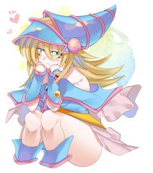 Rule 34 | 1girl, ass, blonde hair, boots, breasts, cape, cropped legs, curvy, dark magician girl, female focus, hat, highres, huge ass, large breasts, long hair, magical girl, misaka (missa), shiny skin, sitting, skirt, smile, solo, thick thighs, thighs, wizard hat, yu-gi-oh!, yu-gi-oh! duel monsters