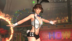 Rule 34 | 1girl, 3d, animal ears, black hair, breasts, dead or alive, dead or alive 5, female focus, large breasts, lei fang, navel, official art, rabbit ears, smile, solo