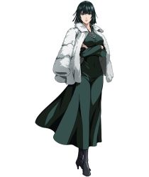 Rule 34 | coat, crossed arms, fubuki (one-punch man), green eyes, green hair, high heels, jewelry, necklace, official art, one-punch man, overcoat, tagme