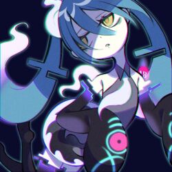Rule 34 | 1girl, aqua hair, bare shoulders, black thighhighs, collared shirt, creatures (company), detached sleeves, floating, game freak, ghost, ghost miku (project voltage), glitch, grey shirt, hair between eyes, hatsune miku, hoshitsuyu, long hair, nintendo, pale skin, parted lips, pokemon, project voltage, shirt, skirt, sleeves past fingers, sleeves past wrists, thighhighs, twintails, very long hair, vocaloid, will-o&#039;-the-wisp (mythology), yellow eyes