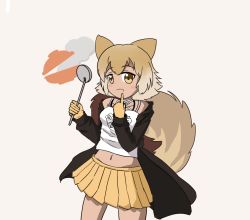 Rule 34 | animal ear fluff, animal ears, blonde hair, coyote (kemono friends), highres, kemono friends, kemono friends v project, microphone, short hair, tail, virtual youtuber, wolf ears, wolf tail