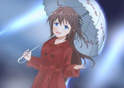 Rule 34 | 1girl, aqua eyes, artist name, artist request, audrey (love live!), belt, black bow, blue eyes, blush, bow, bow hairband, breasts, brown hair, buttons, coat, collared coat, dress, female focus, frilled umbrella, frills, hair between eyes, hair bow, hairband, half updo, high ponytail, holding, holding umbrella, long hair, long sleeves, looking at viewer, love live!, love live! nijigasaki high school idol club, love live! school idol festival, miniskirt, osaka shizuku, outdoors, parted lips, plaid, plaid skirt, pleated, pleated skirt, ponytail, red belt, red bow, red coat, red dress, red ribbon, red skirt, ribbon, sidelocks, skirt, small breasts, smile, solo, striped, striped bow, trench coat, umbrella, white bow, white umbrella, wing collar