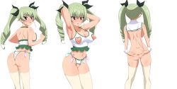 Rule 34 | 1girl, absurdres, anchovy (girls und panzer), anus, ass, blush, breasts, condom, condom belt, crotchless, crotchless panties, cum, cum on body, drill hair, girls und panzer, green hair, hair ribbon, highres, large breasts, multiple views, nipple cutout, nipples, no bra, open mouth, panties, pussy, race queen, red eyes, ribbon, slingshot swimsuit, swimsuit, thighhighs, twin drills, twintails, underwear, used condom, white thighhighs, yasuoextuuuuuu