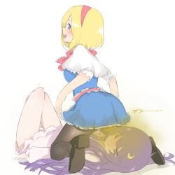 Rule 34 | 13o, 2girls, alice margatroid, bdsm, blush, fart, femdom, from behind, girl on top, lying, multiple girls, open mouth, original, pantyhose, patchouli knowledge, sitting, sitting on face, sitting on person, tagme, tears, touhou, yuri