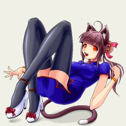 Rule 34 | animal ears, cat ears, cat tail, china dress, chinese clothes, dress, high heels, legs, original, solo, tail, thighhighs, yuuki (silent moon)