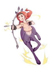 Rule 34 | 1girl, :q, aiming, animal ears, arrow (projectile), black gloves, bow (weapon), centaur, commentary request, drawing bow, fingerless gloves, gloves, headband, holding, holding bow (weapon), holding weapon, horse ears, long hair, looking at viewer, materclaws, monster girl, original, red eyes, red hair, running, sagittarius (zodiac), shirt, short sleeves, smile, solo, standing, taur, tongue, tongue out, weapon, zodiac
