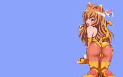 Rule 34 | 00s, 1girl, aisaka taiga, animal costume, animal ears, animal print, ass, brown eyes, brown hair, claws, costume, highres, leotard, long hair, non-web source, pantyhose, solo, tail, thighhighs, tiger, tiger costume, tiger ears, tiger print, toradora!, wallpaper