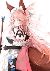 Rule 34 | 1girl, alternate costume, animal ear fluff, animal ears, breasts, fate/extra, fate (series), fox ears, fox girl, fox tail, hair between eyes, highres, large breasts, long hair, looking at viewer, pink hair, sidelocks, silver (chenwen), solo, tail, tamamo (fate), tamamo no mae (fate/extra), very long hair, yellow eyes