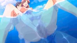 Rule 34 | 10s, 1boy, 1girl, animated, animated gif, aoi matsuri, bikini, black hair, bouncing breasts, breasts, censored, clothing aside, closed eyes, hair ribbon, held up, hetero, holding legs, large breasts, legs up, long hair, outdoors, partially submerged, penis, pink hair, pussy, reverse suspended congress, ribbon, sex, sex from behind, short hair, swimsuit, swimsuit aside, tropical kiss, underwater, underwater sex, water