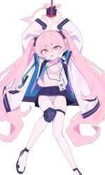 Rule 34 | absurdres, blue archive, blue necktie, highres, jacket, koyuki (blue archive), long hair, mabera, necktie, open clothes, open jacket, open shirt, pink eyes, pink hair, shirt, simple background, twintails, white background, white shirt